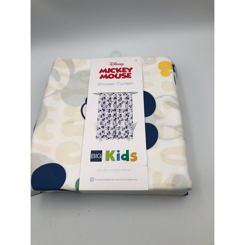 Disney Mickey Mouse All Over Print Fun Faces Fabric Shower Curtain 70x72 NWT‎